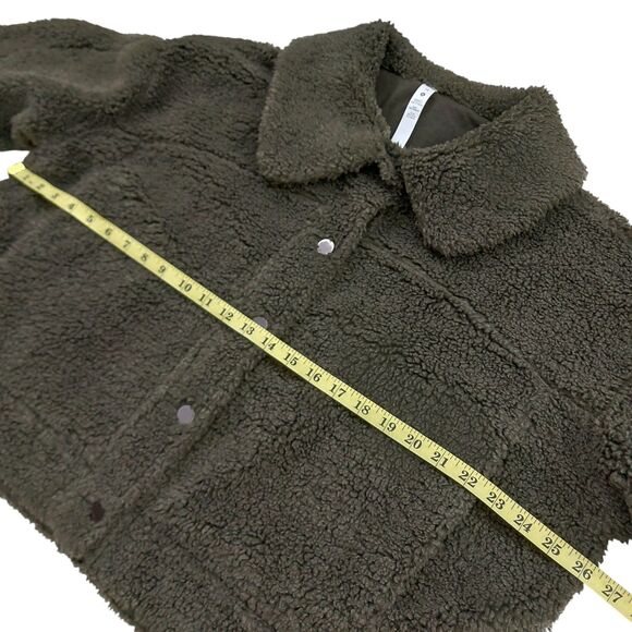 Lululemon Textured Fleece Button Jacket Womens 14 Dark Olive Lined Comfy Cozy - Picture 11 of 13